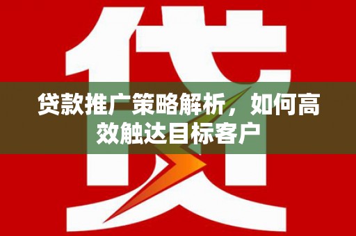 临高贷款推广策略解析，如何高效触达目标客户
