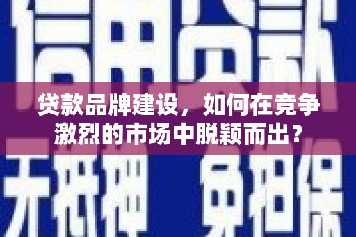 临高贷款品牌建设，如何在竞争激烈的市场中脱颖而出？